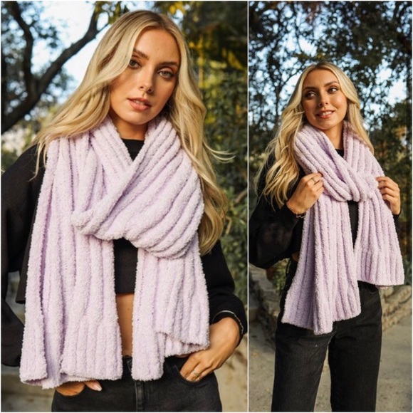 Lavender extra large long women’s ultra soft Berber feel winter scarf - Picture 2 of 2